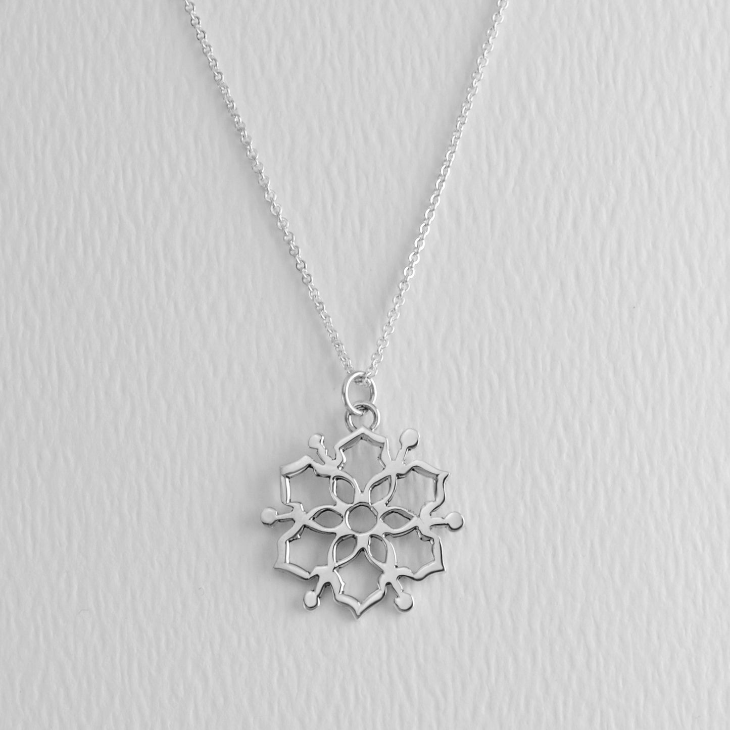 Moroccan Mandala Sterling Silver 18 Inch Necklace