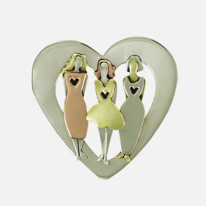 Sisters Forever Love Heart Mixed Metal Pin