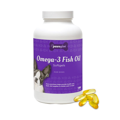 PawsGive - PawsGive Omega 3 Fish Oil Softgels For Dogs, 180 Softgels