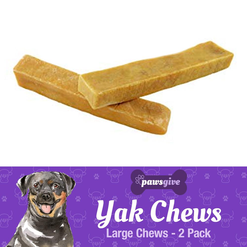 PawsGive - PawsGive Yak Chews For Dogs - All Natural Golden Yak Milk - Lactose & Grain Free, 2 Pack Large Chews