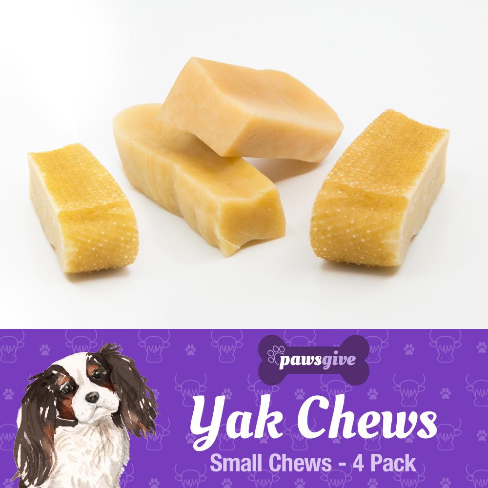 PawsGive - PawsGive Yak Chews For Dogs - All Natural Golden Yak Milk - Lactose & Grain Free, 4 Pack Small Chews