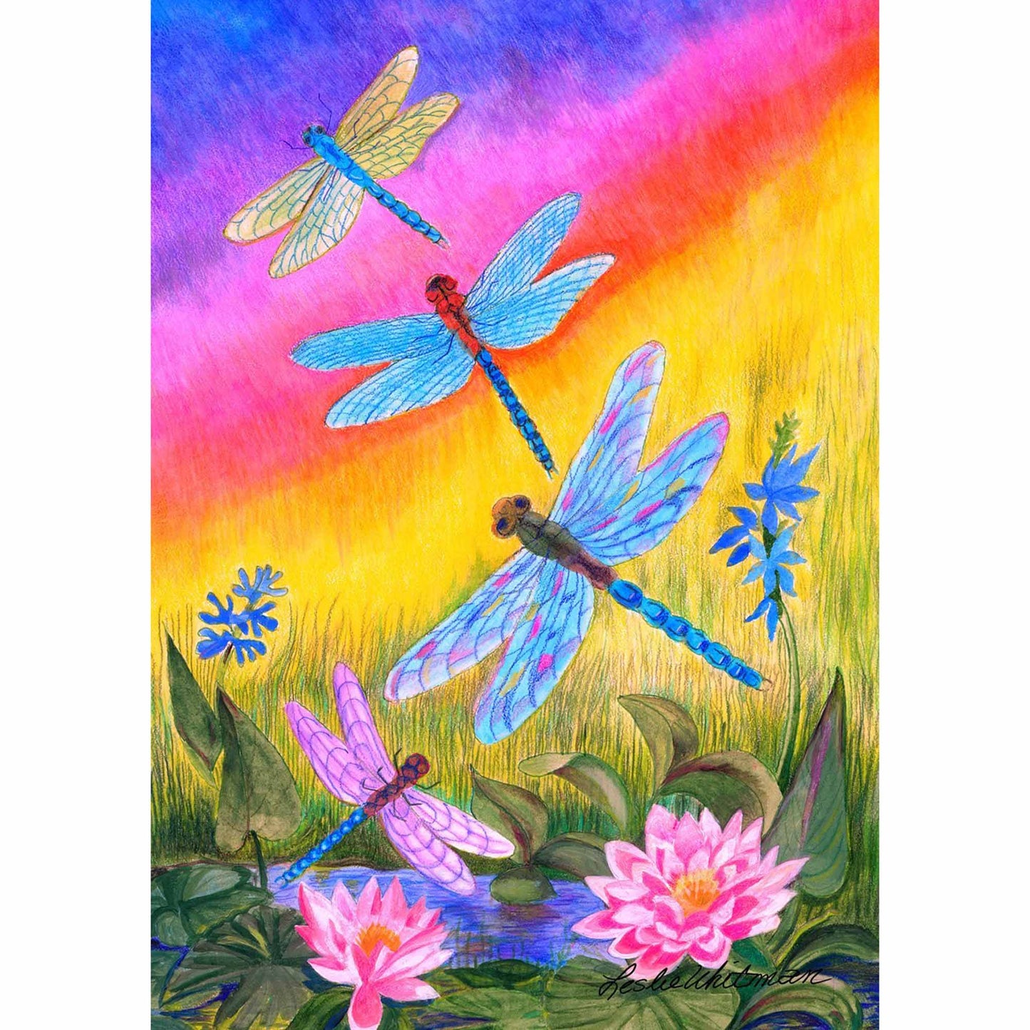 Dusk Dragonflies Garden Flag