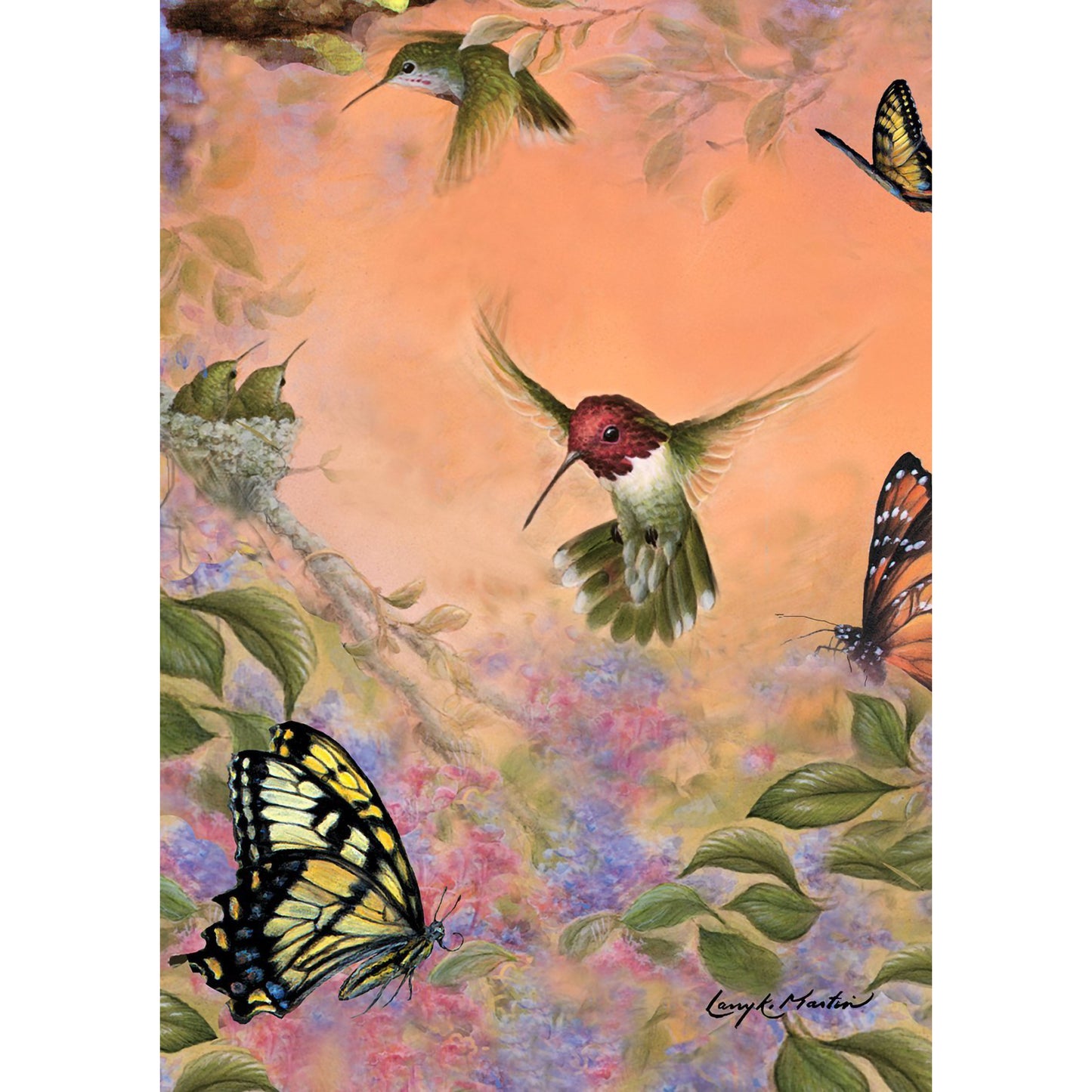 Anna's Hummingbirds & Butterflies Garden Flag