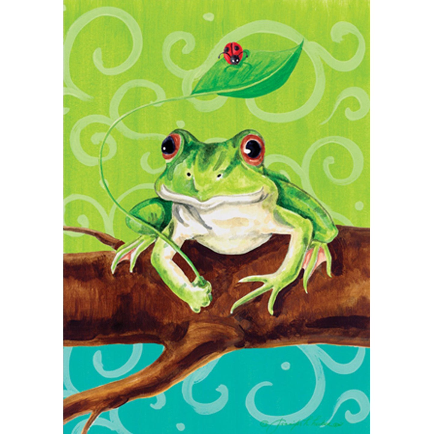 Frog On A Branch Garden Flag