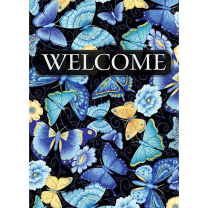 Toland Home Garden - Blue Butterfly Welcome Garden Flag