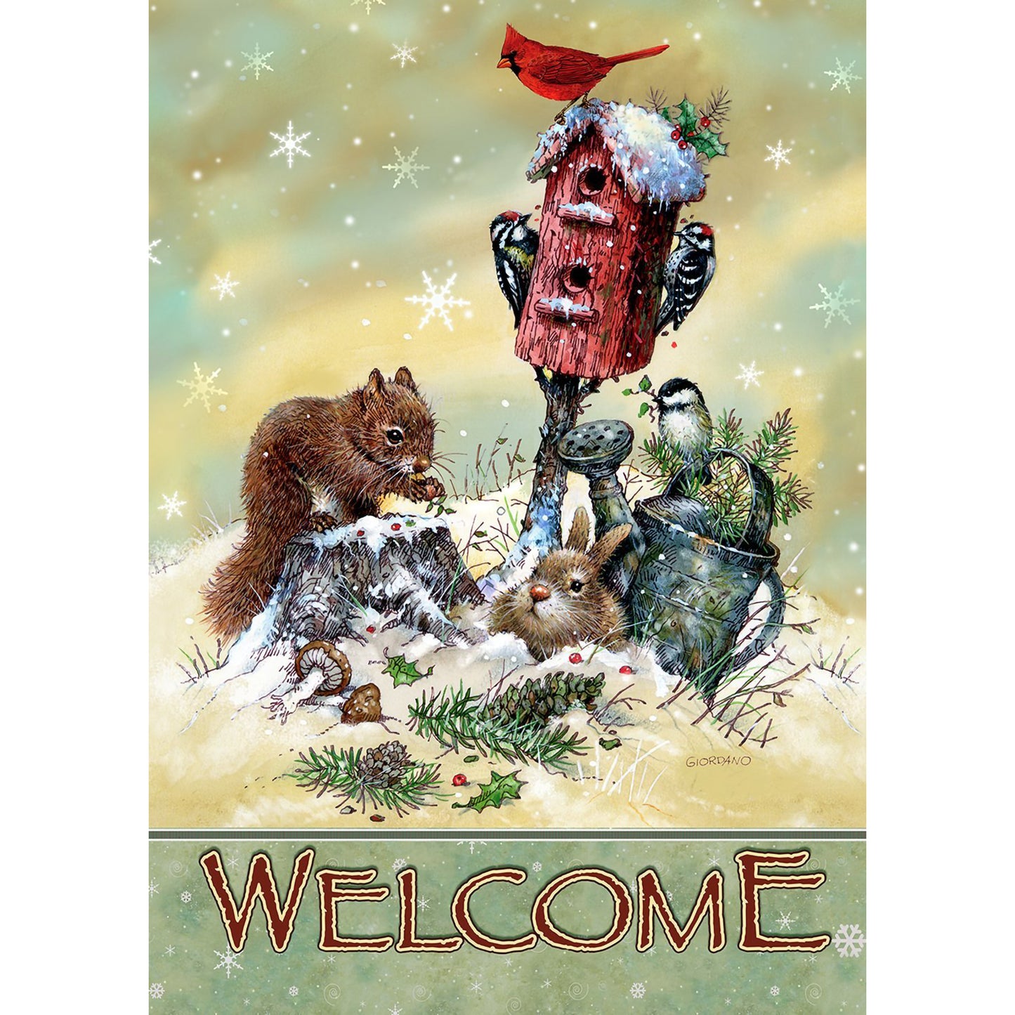 Welcome Winter Critters Garden Flag