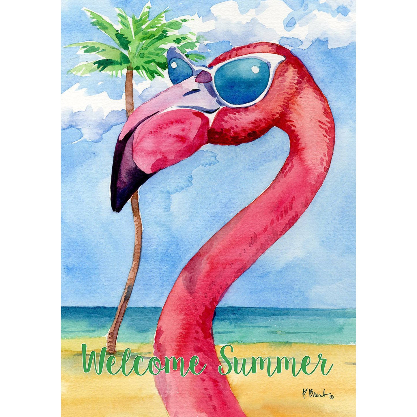 Summer Flamingo Garden Flag