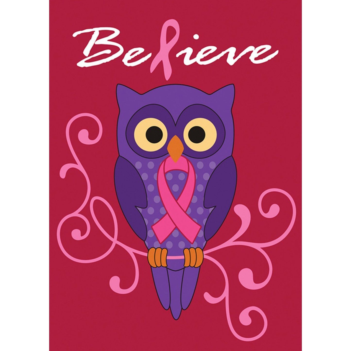 Owl Believe Pink Ribbon Garden Flag