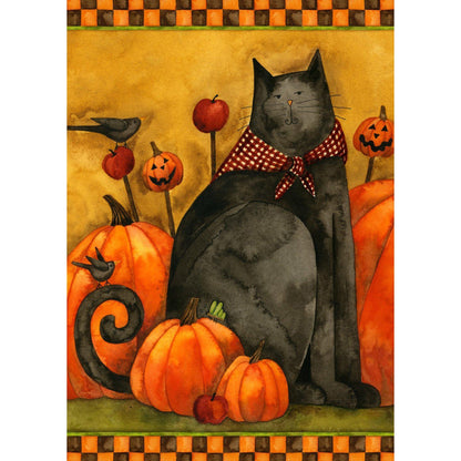 Toland Home Garden - Folk Cat & Pumpkins Garden Flag