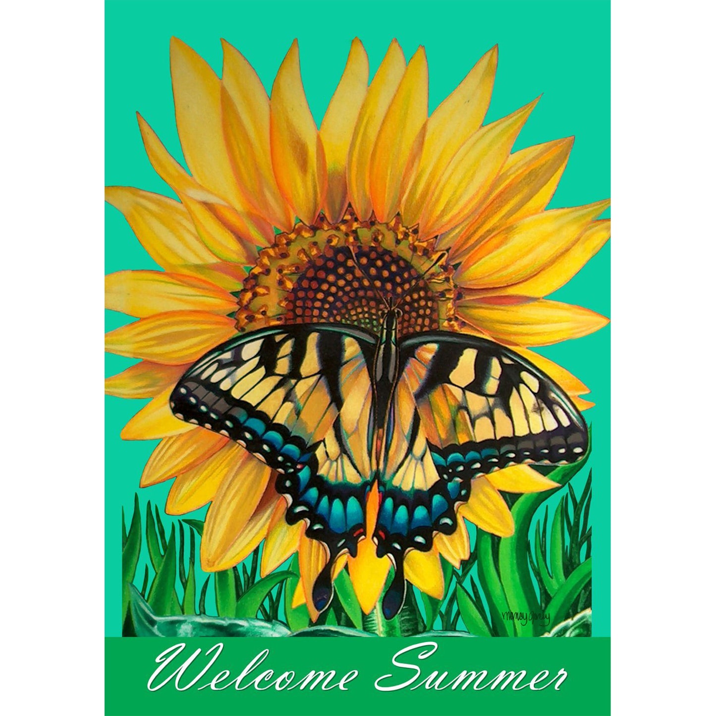 Swallowtail Sunflower Garden Flag