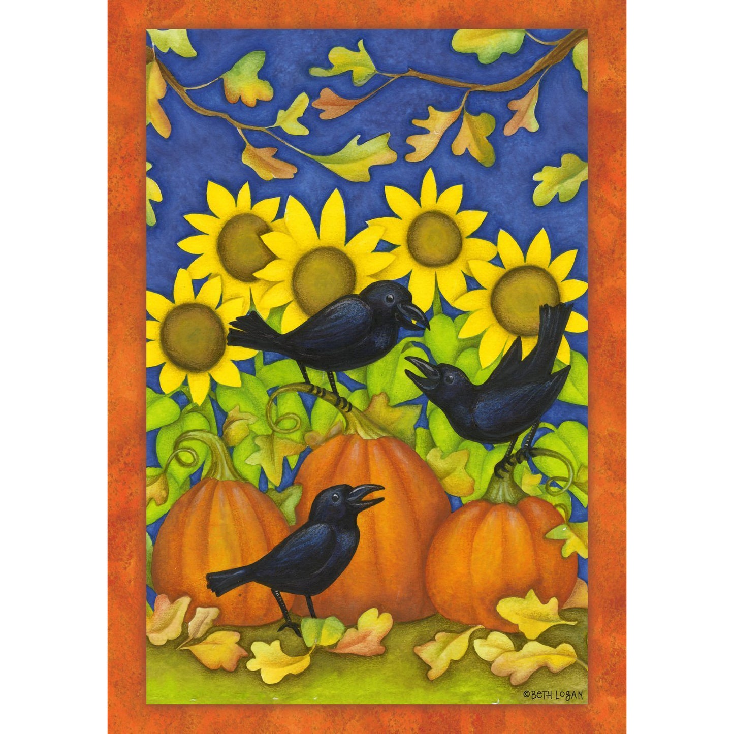 Fall Crows Garden Flag