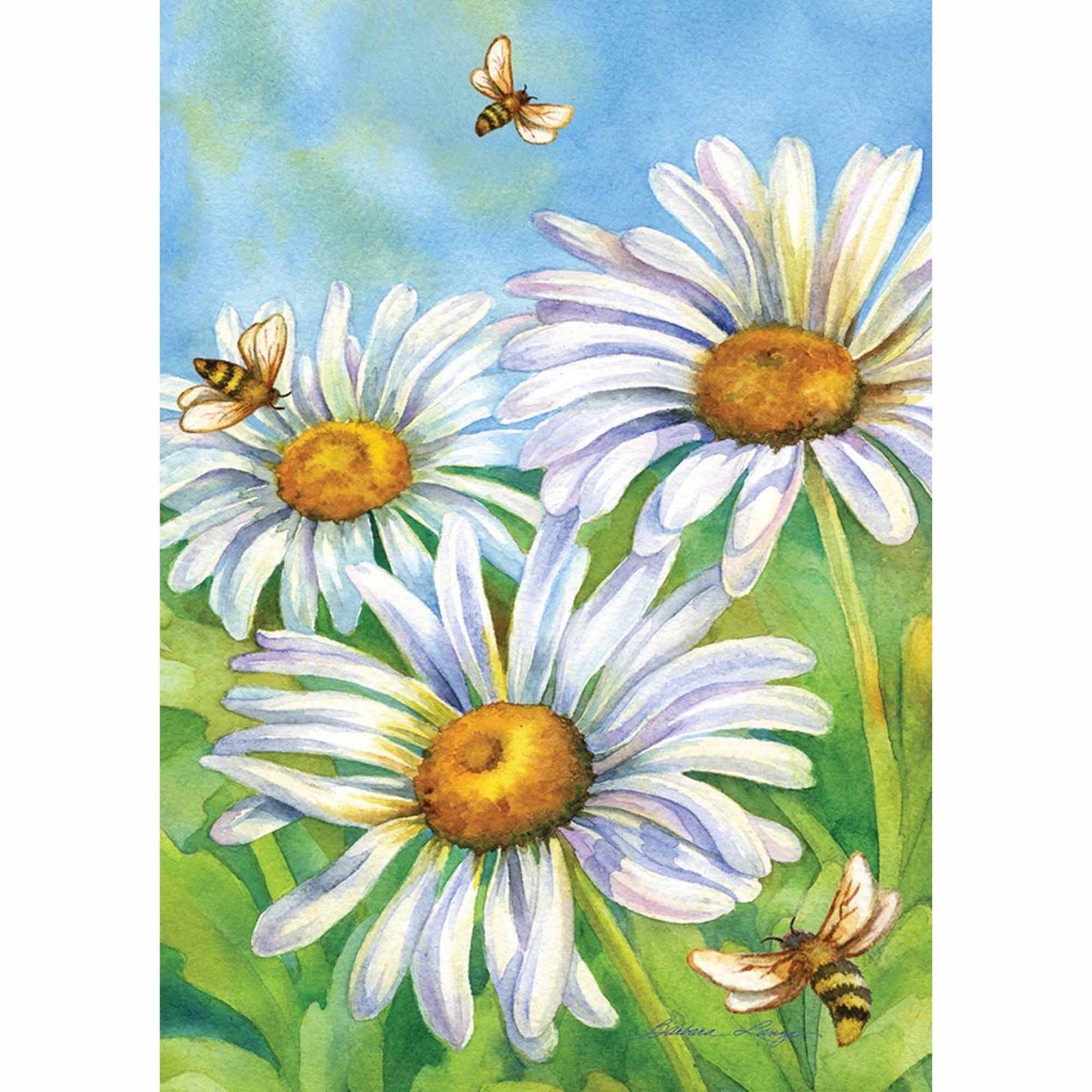 Honey Bees & Daisies Garden Flag
