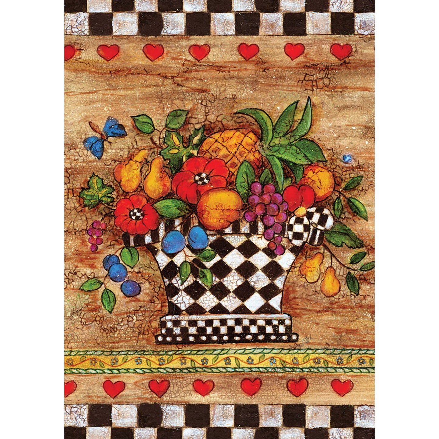 Checkerboard Bouquet Garden Flag