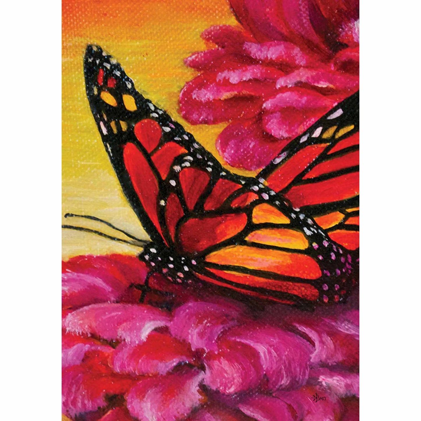 Painted Monarch On Pink Garden Flag