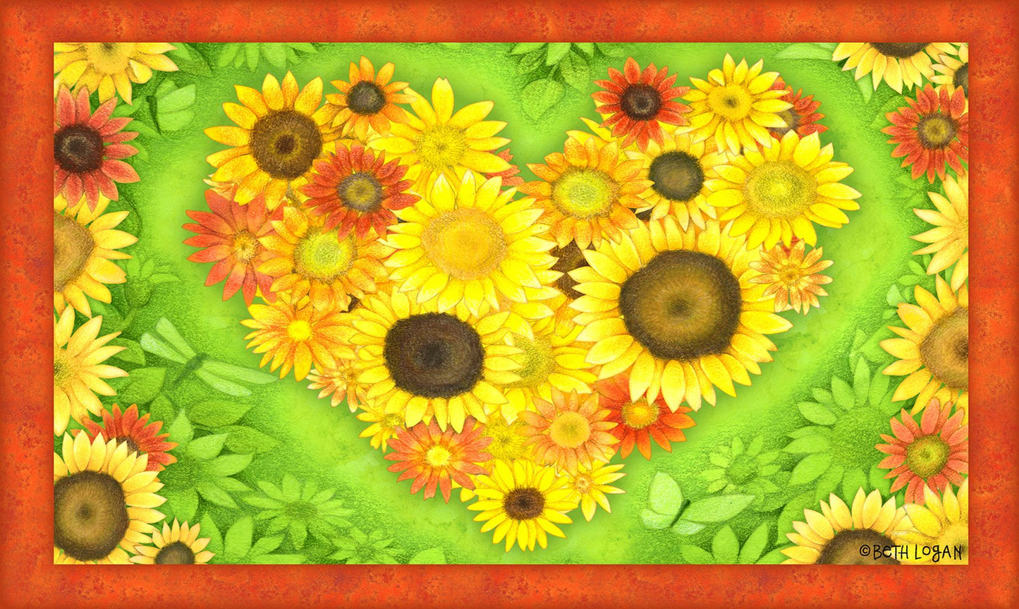 Sunflower Heart Door Mat