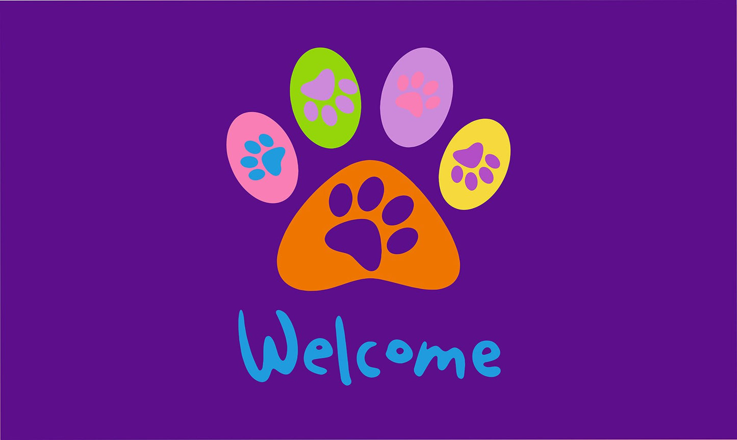 Welcome Paws-Purple Door Mat