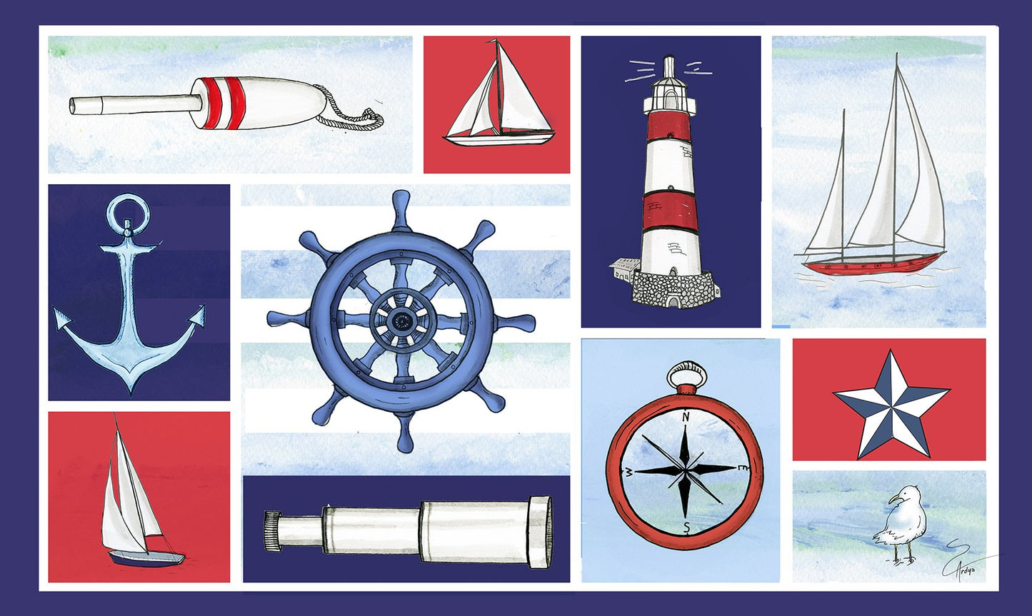 Nautical Collage Door Mat