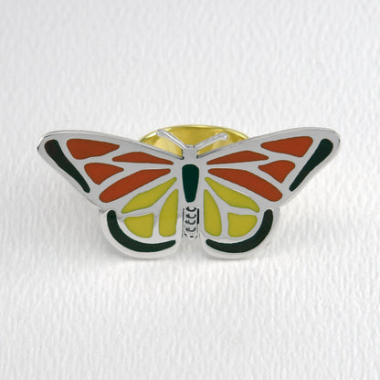 Monarch Butterfly In Full Color Sterling & Brass Ring