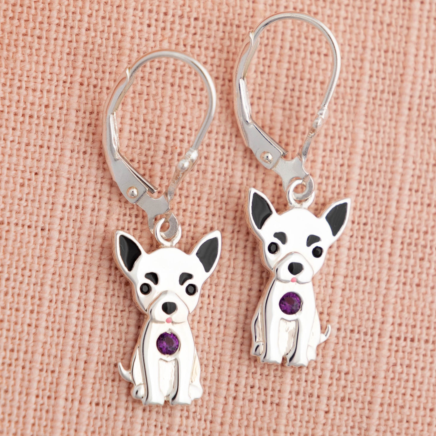 Sterling & Crystal Pup Earrings