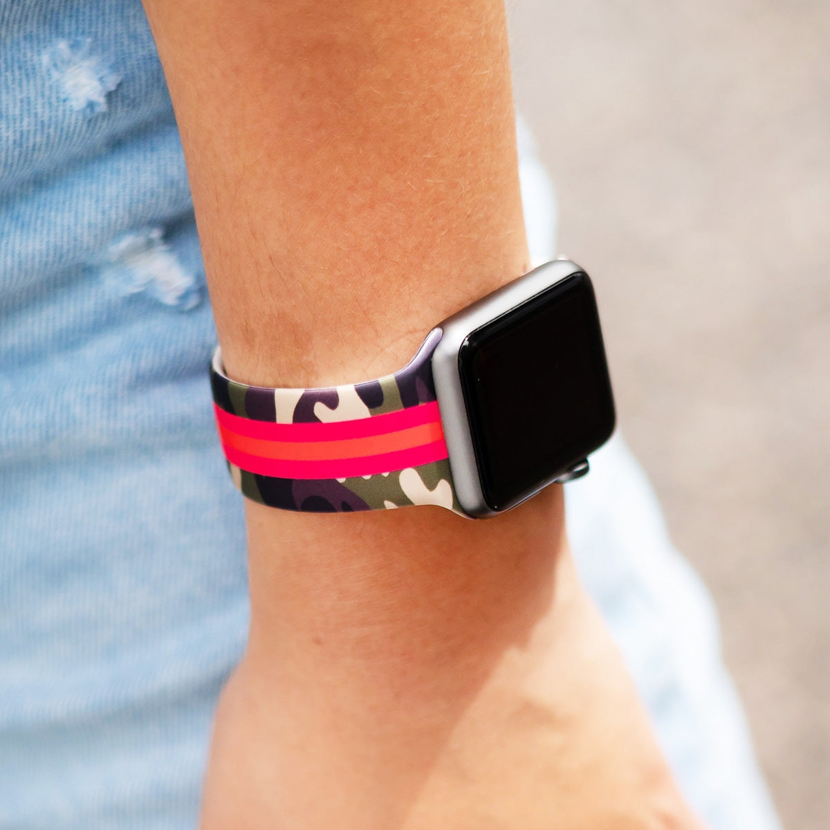 Designer Stripe Camo Watch Band
