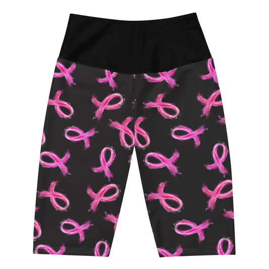 Painted Pink Ribbon Biker Shorts