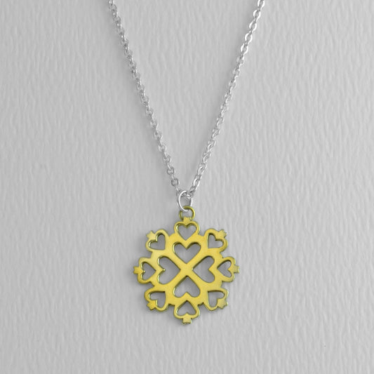 Heart Mandala Sterling & Brass 18 Inch Necklace