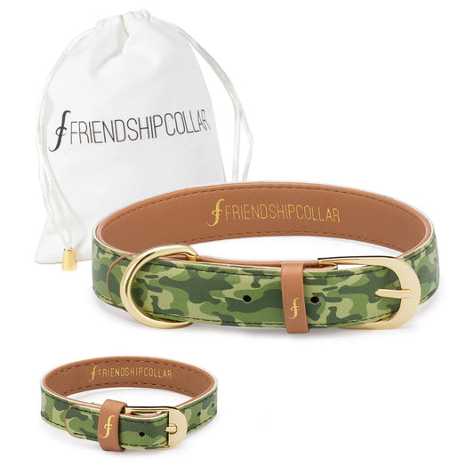 Camo Dog Friendship Collar & Bracelet Set