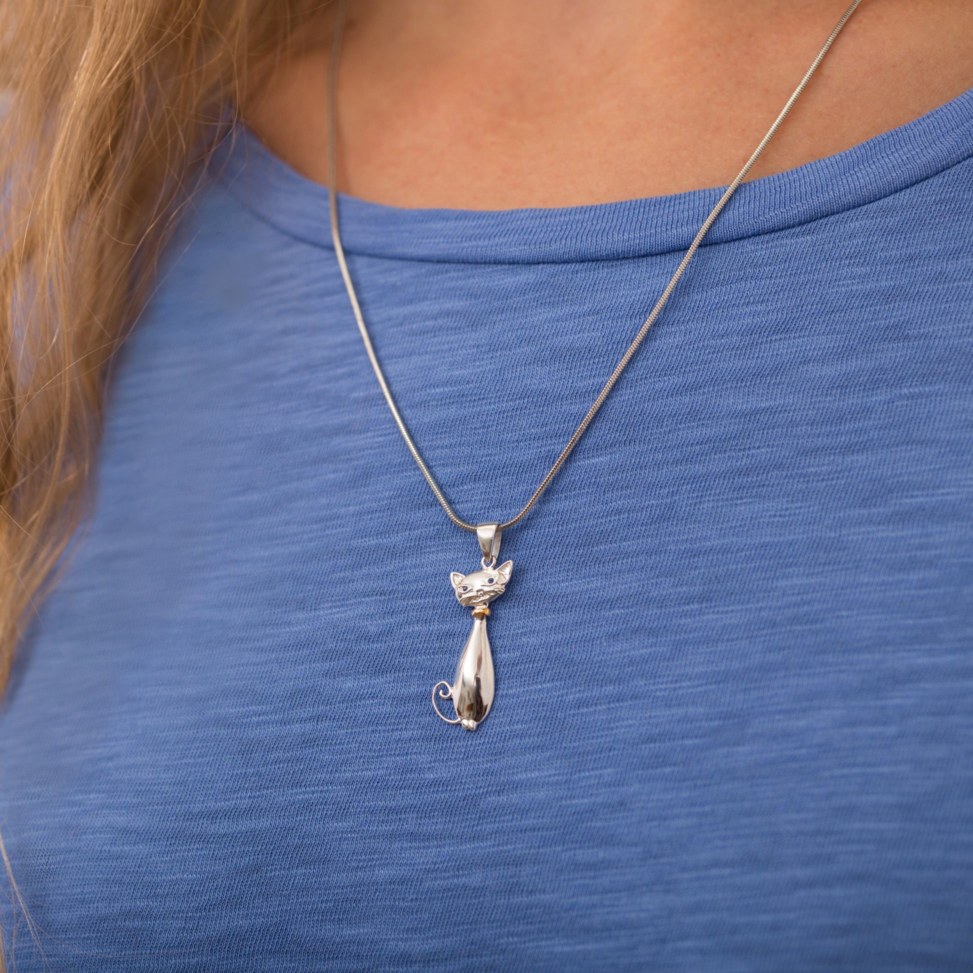 Charming Cat Sterling Necklace
