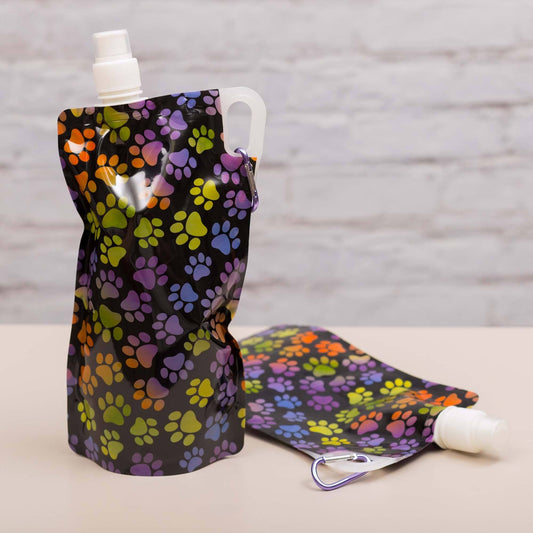 Colorful Paws Collapsible Water Bottles Set