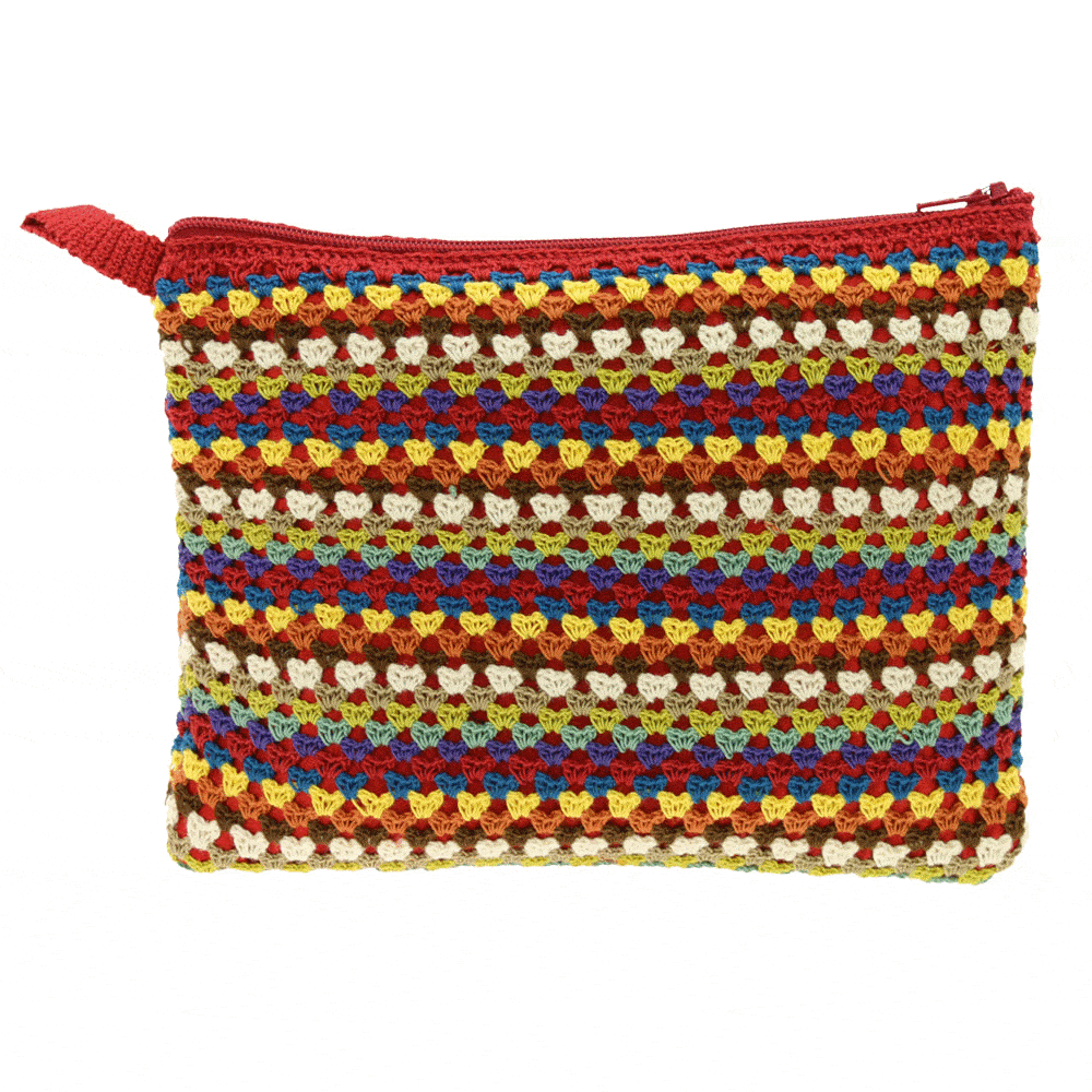 Crochet Stripe Cosmetic Bag