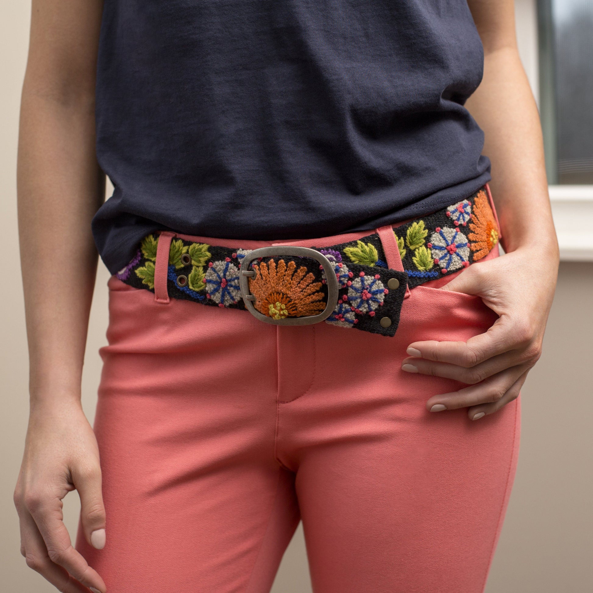 Cusco Flowers Embroidered Belt