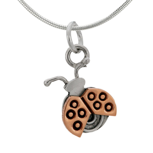 Cute Ladybug Sterling & Brass Necklace