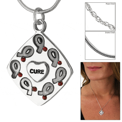 Dancing Ribbons Cure Diabetes Sterling Necklace