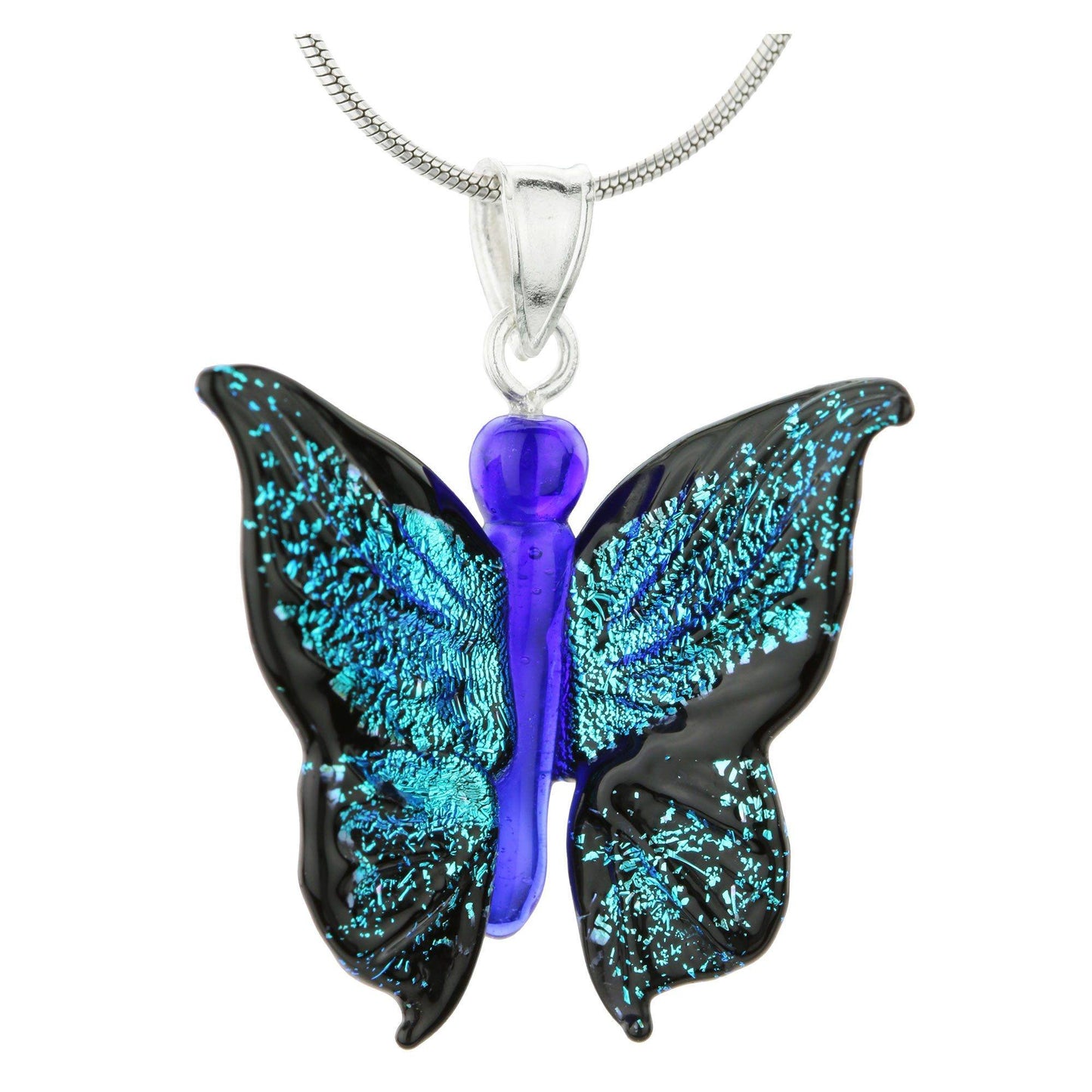 Dichroic Glass 3D Butterfly Necklace
