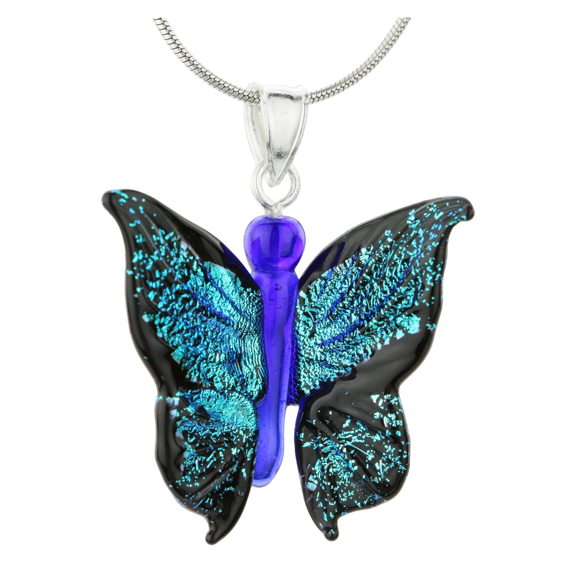 Dichroic Glass 3D Butterfly Necklace