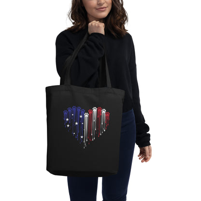 Painted Paws American Heart Flag Tote Bag