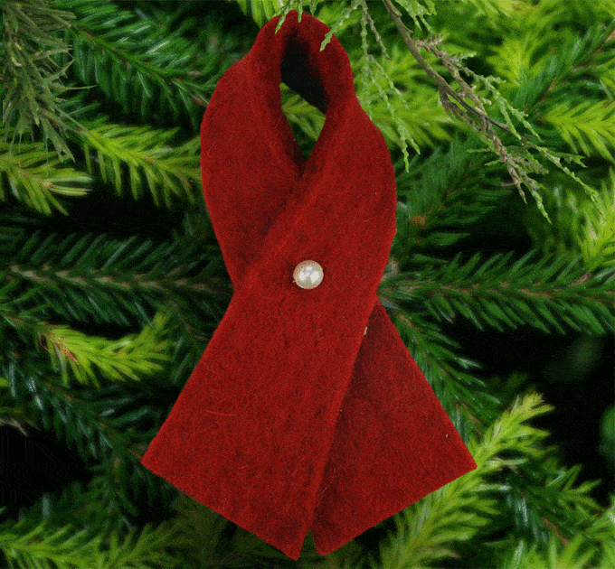 Handmade Felt Red Ribbon Ornament