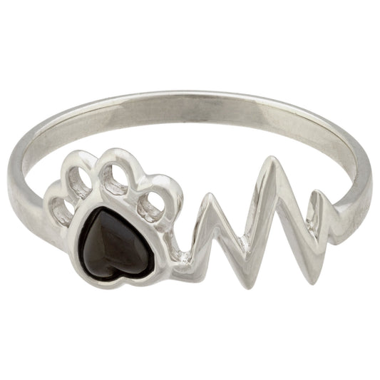 Heartbeat Paw Sterling Ring