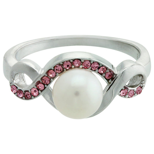 Infinite Hope&trade; Sterling & Pearl Pink Ribbon Ring