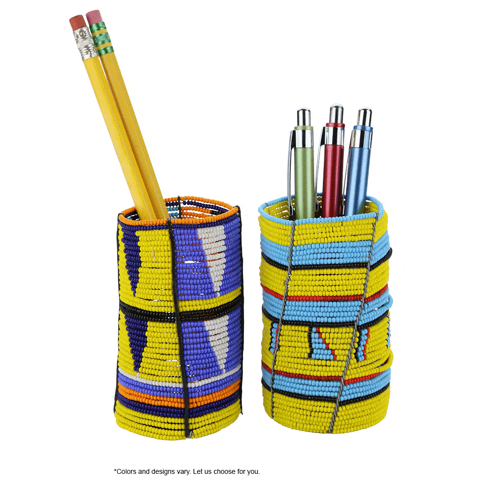 Kenyan Beaded Pencil Pot