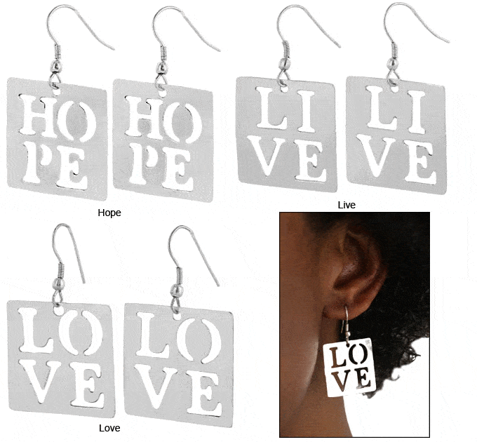 Live, Hope, Love Earrings