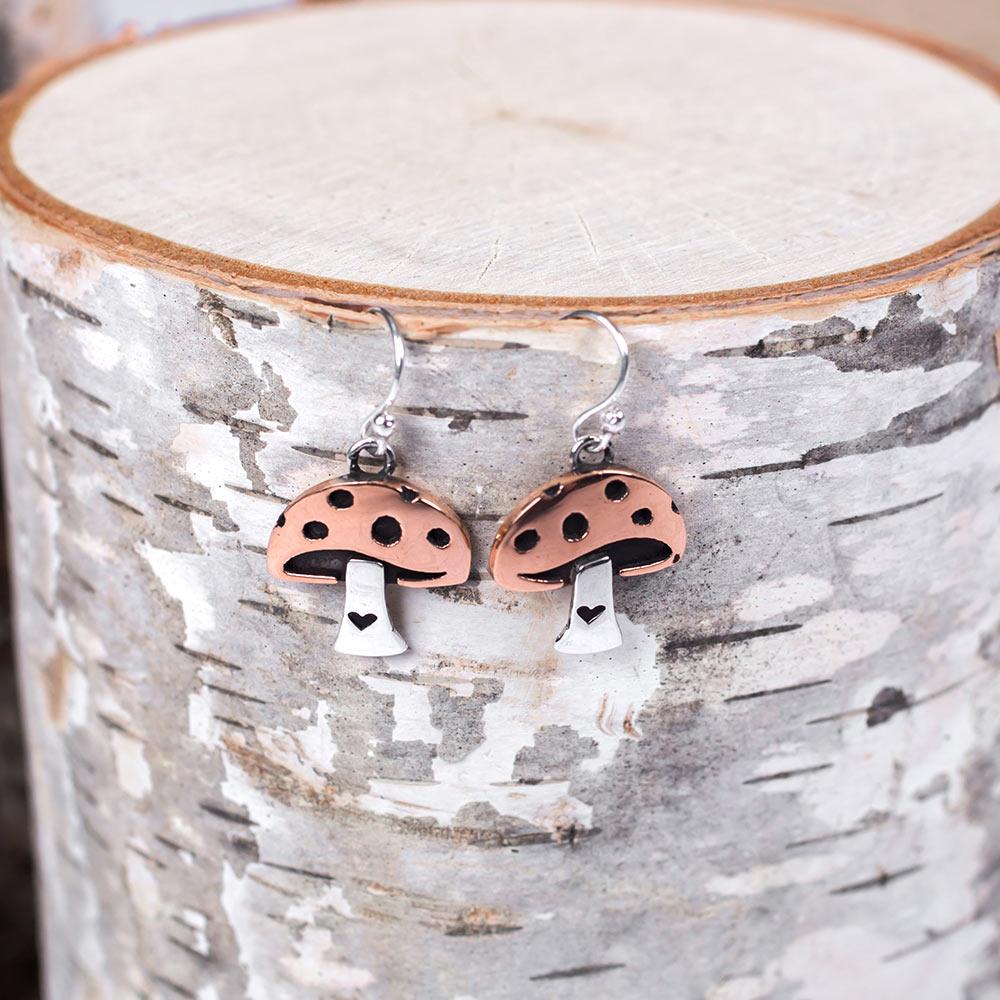 Mushroom Love Sterling & Copper Earrings