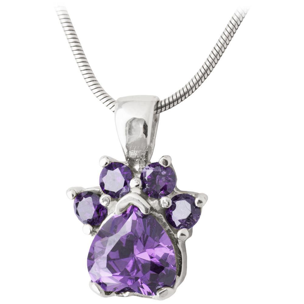Paw Print Birthstone Sterling Necklace