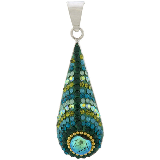 Peacock Mosaic & Sterling Necklace