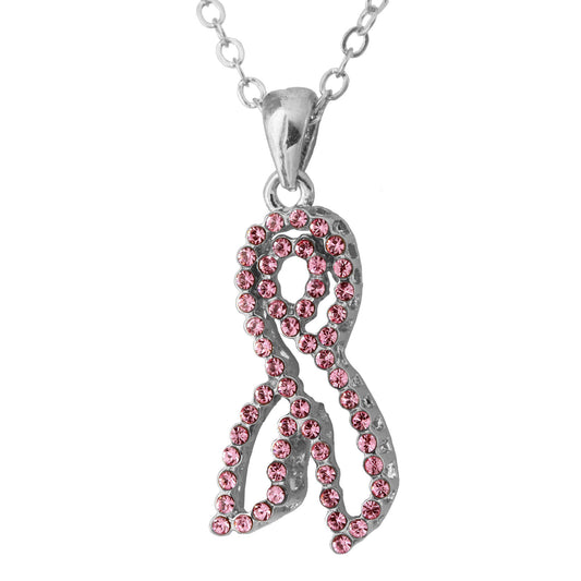 Promo - PROMO - Outstanding Crystal Pink Ribbon Necklace