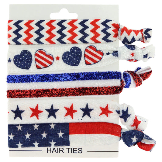 Promo - PROMO - Stars & Stripes Americana Hair Ties - Set Of 5