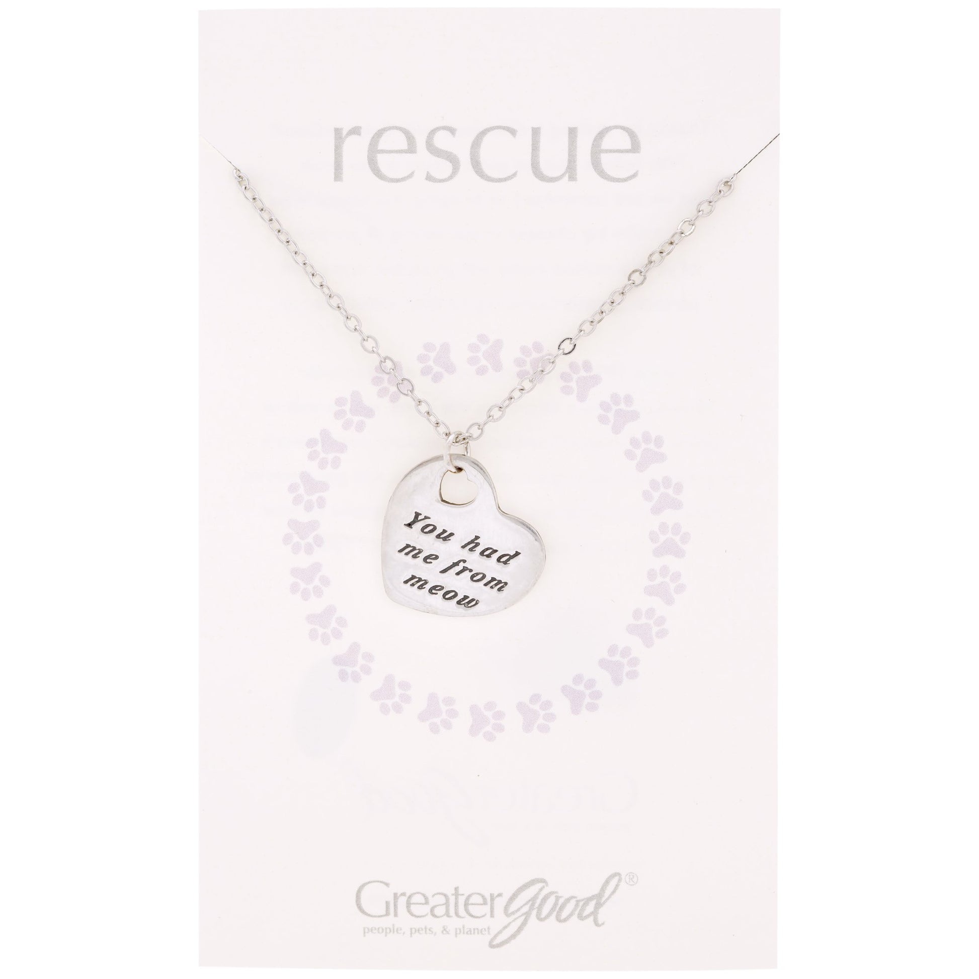 PROMO - You Had Me From Meow Pewter Heart Necklace