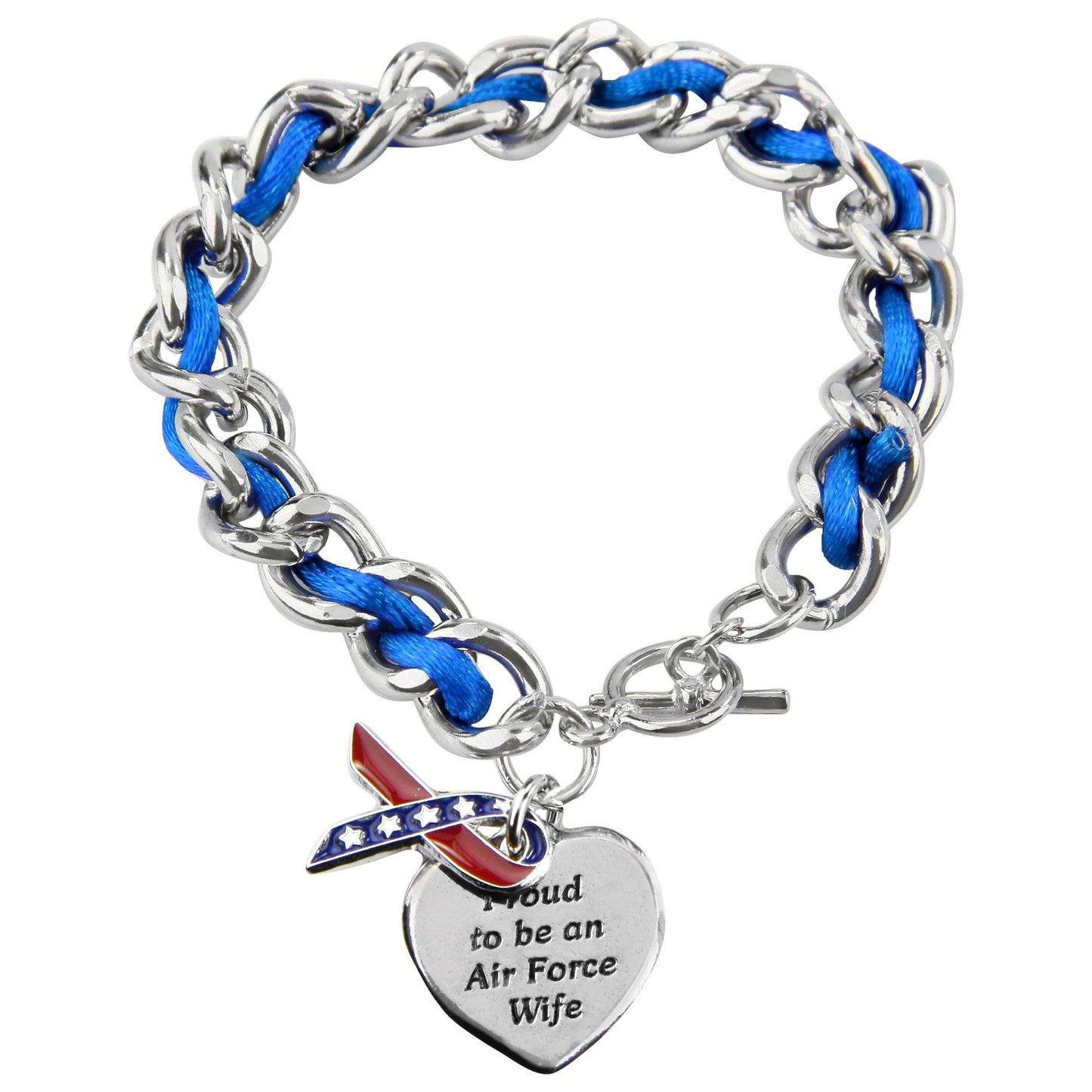 Proud To Be An Air Force Wife Ribbon Charm Bracelet