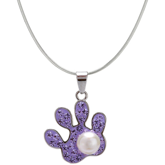 Purple Paw & Pearl Sterling Necklace