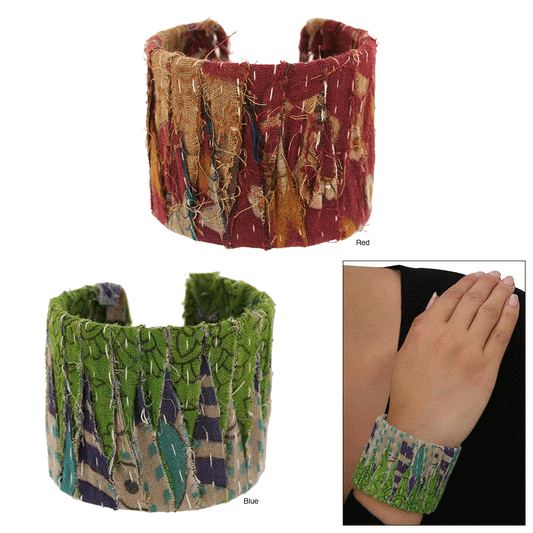 Recycled Kantha Cuff